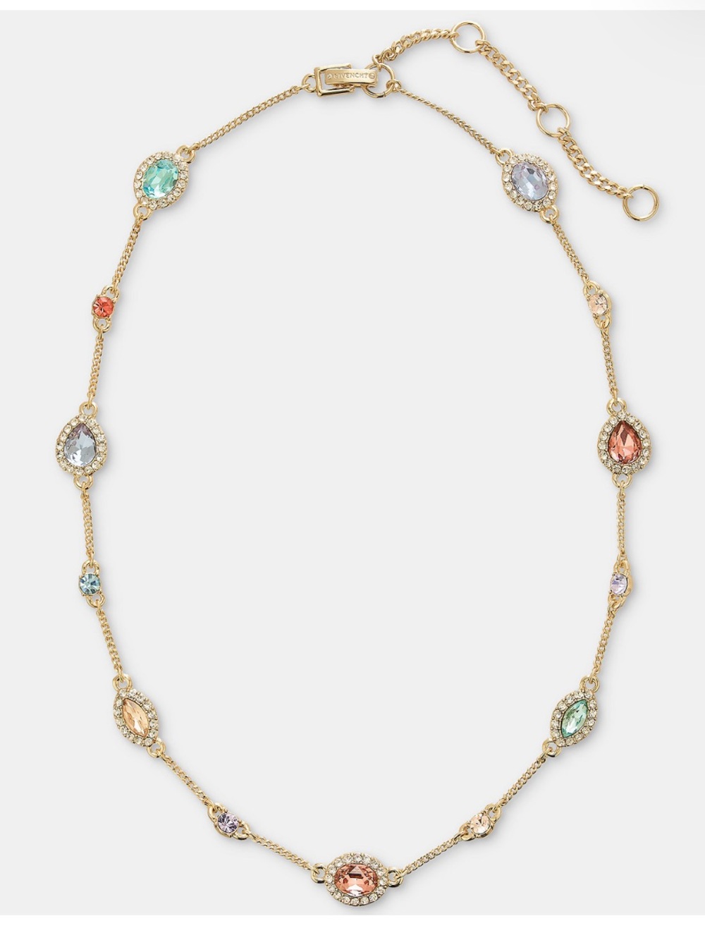 Givenchy Gold Necklace with Multicolored Pastel Stones